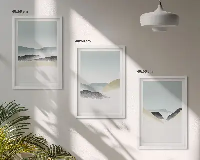 Minimalistische Pastellberge 3er-Set Bilder mit Rahmen