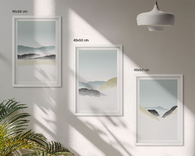 Bilder-3er-set mit rahmen Minimalistische Pastellberge