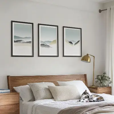 Minimalistische Pastellberge 3er-Set Bilder mit Rahmen