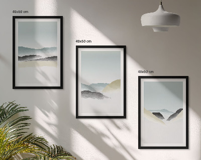 Bilder-3er-set mit rahmen Minimalistische Pastellberge