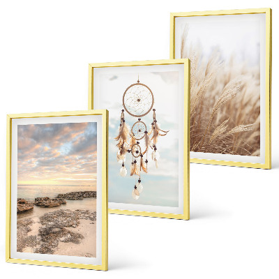Gerahmtes bilderset Wolkenmeer, Traumfänger, Gras
