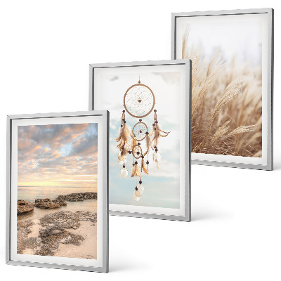 Gerahmtes bilderset Wolkenmeer, Traumfänger, Gras