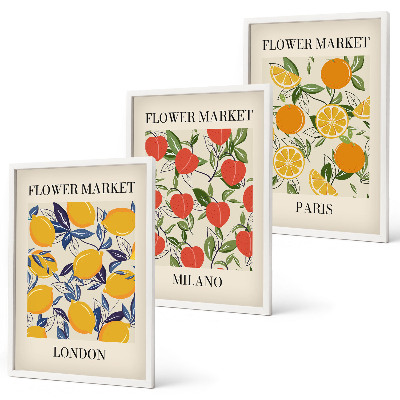 Gerahmtes bilderset Blumenplakate in Städten