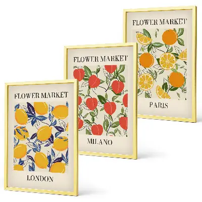 Blumenplakate in Städten gerahmtes Bilderset