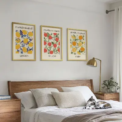 Blumenplakate in Städten gerahmtes Bilderset