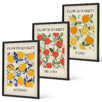 Gerahmtes bilderset Blumenplakate in Städten