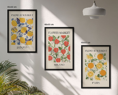 Gerahmtes bilderset Blumenplakate in Städten