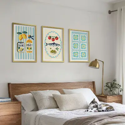 Illustrationen von Küchen im mediterranen Stil 3er-Set mit Rahmen