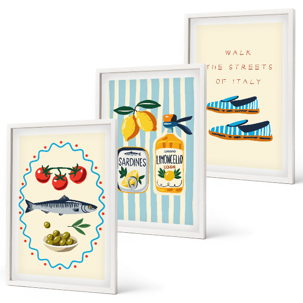 Gerahmtes bilderset Italienische Aromen und Lifestyle-Bilder