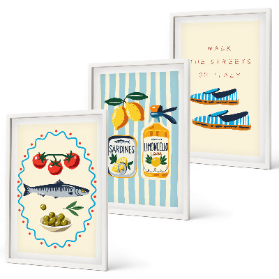 Gerahmtes bilderset Italienische Aromen und Lifestyle-Bilder