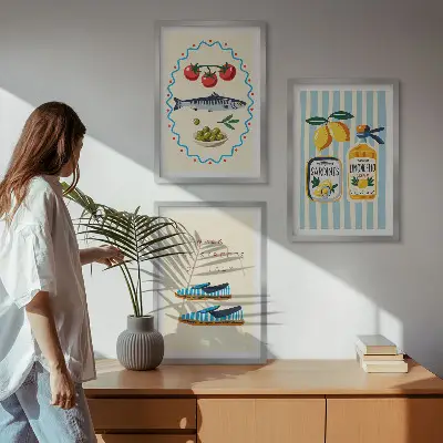 Gerahmtes Bilder-Set mit italienischen Motiven für Lifestyle-Ambiente