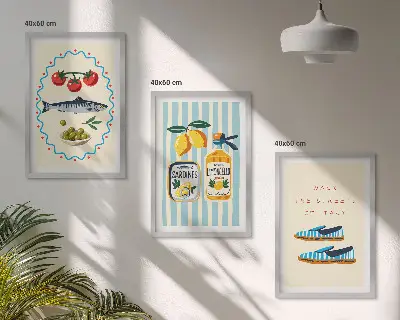 Gerahmtes Bilder-Set mit italienischen Motiven für Lifestyle-Ambiente