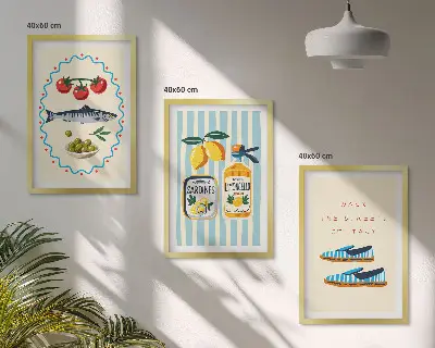Gerahmtes Bilder-Set mit italienischen Motiven für Lifestyle-Ambiente