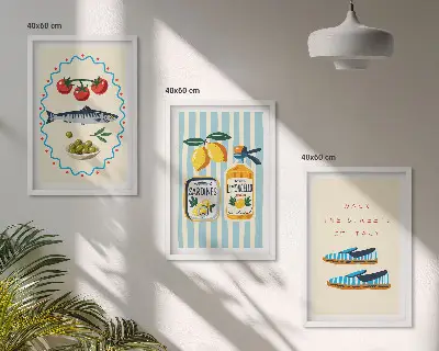 Gerahmtes Bilder-Set mit italienischen Motiven für Lifestyle-Ambiente