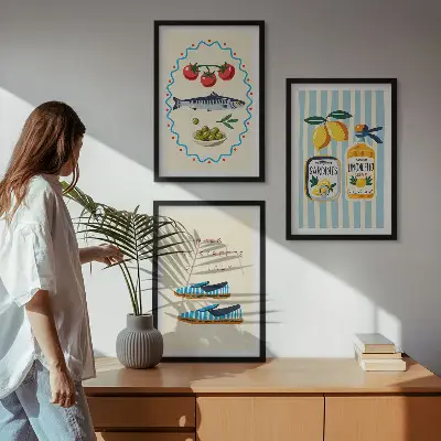 Gerahmtes Bilder-Set mit italienischen Motiven für Lifestyle-Ambiente