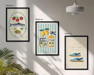 Gerahmtes Bilder-Set mit italienischen Motiven für Lifestyle-Ambiente