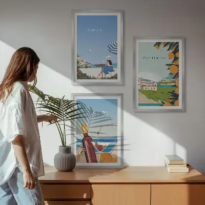 Gerahmtes Bilderset mit Motiven von Amalfi, Positano und Capri
