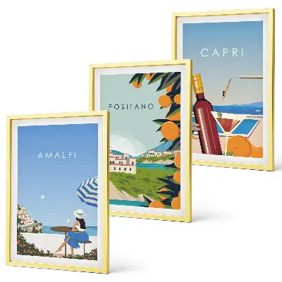 Gerahmtes Bilderset mit Motiven von Amalfi, Positano und Capri