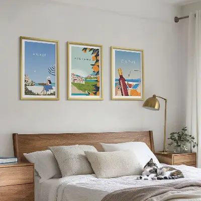 Gerahmtes Bilderset mit Motiven von Amalfi, Positano und Capri