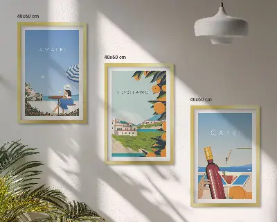 Gerahmtes Bilderset mit Motiven von Amalfi, Positano und Capri