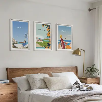 Gerahmtes Bilderset mit Motiven von Amalfi, Positano und Capri