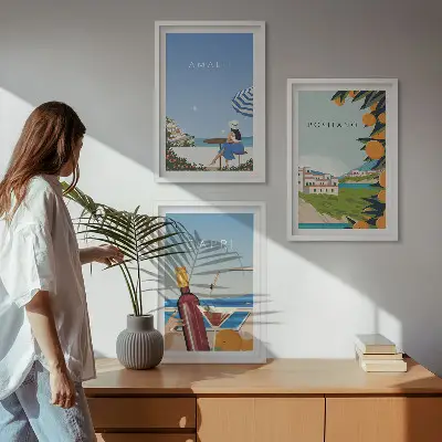 Gerahmtes Bilderset mit Motiven von Amalfi, Positano und Capri