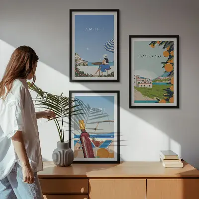 Gerahmtes Bilderset mit Motiven von Amalfi, Positano und Capri