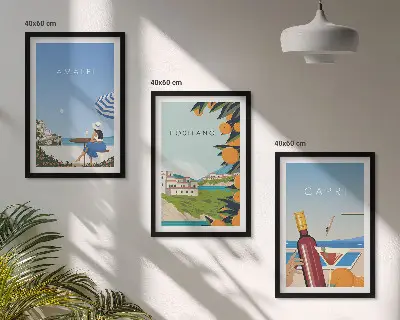 Gerahmtes Bilderset mit Motiven von Amalfi, Positano und Capri