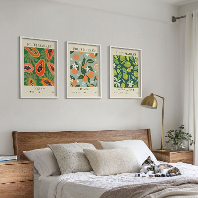 Bilder-3er-set mit rahmen Vintage-Poster mit Früchten
