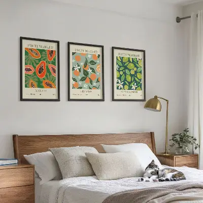 Vintage-Poster mit Früchten 3er-Set mit Rahmen