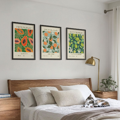 Bilder-3er-set mit rahmen Vintage-Poster mit Früchten
