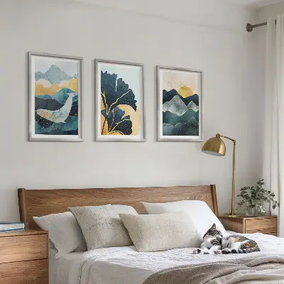 Abstrakte Bergansichten Bilder-3er-Set mit Rahmen