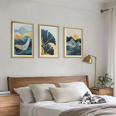 Abstrakte Bergansichten Bilder-3er-Set mit Rahmen