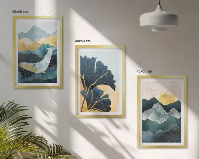 Abstrakte Bergansichten Bilder-3er-Set mit Rahmen