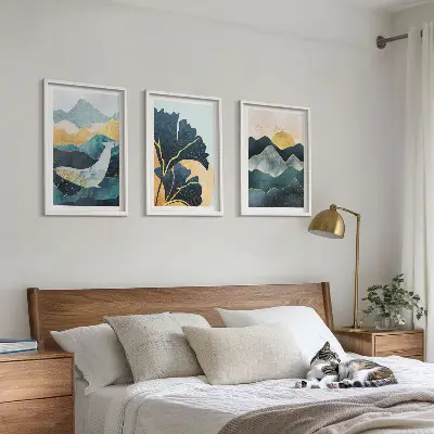 Abstrakte Bergansichten Bilder-3er-Set mit Rahmen