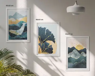 Abstrakte Bergansichten Bilder-3er-Set mit Rahmen