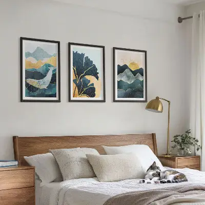Abstrakte Bergansichten Bilder-3er-Set mit Rahmen