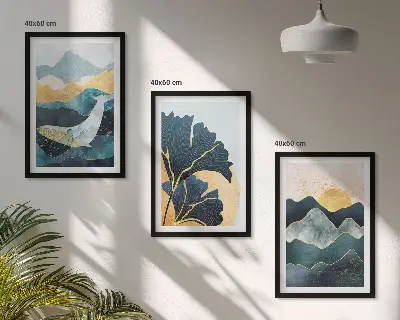 Abstrakte Bergansichten Bilder-3er-Set mit Rahmen