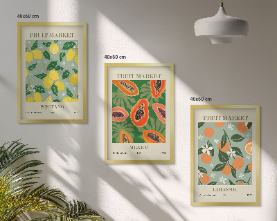 Gerahmtes bilderset Fruchtposter Zitronen Papayas