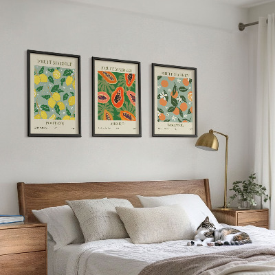 Gerahmtes bilderset Fruchtposter Zitronen Papayas