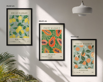 Gerahmtes bilderset Fruchtposter Zitronen Papayas