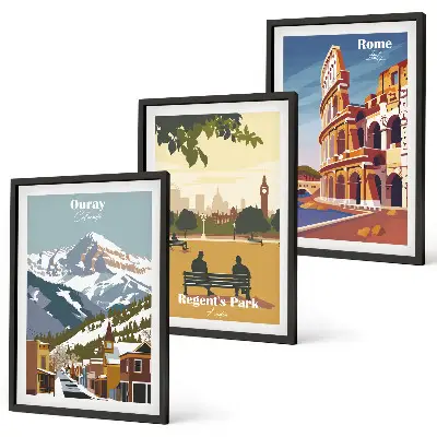 Gerahmtes Bilderset Ouray Mountains und London Coliseum