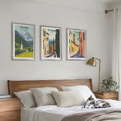 Gerahmtes Bilderset mit Berglandschaften und Italien Motiven
