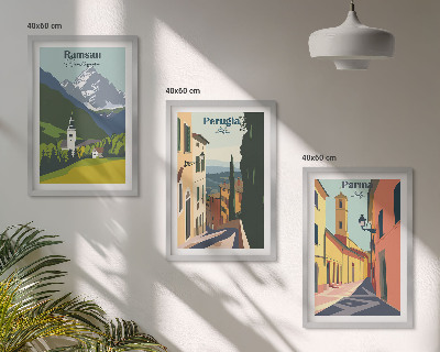 Gerahmtes bilderset Berglandschaften und Italien
