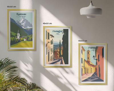 Gerahmtes bilderset Berglandschaften und Italien