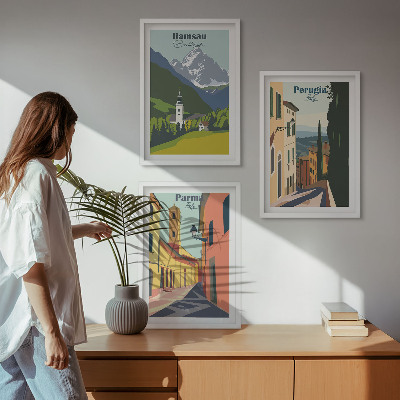 Gerahmtes bilderset Berglandschaften und Italien