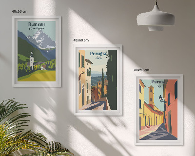 Gerahmtes bilderset Berglandschaften und Italien