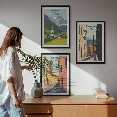 Gerahmtes bilderset Berglandschaften und Italien