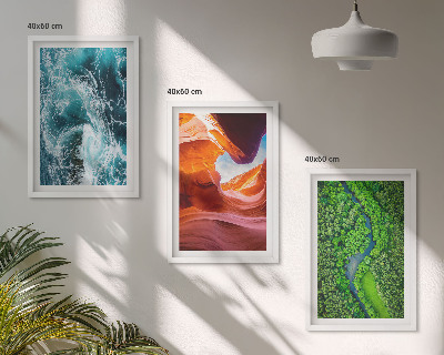 Bilder-3er-set mit rahmen Wasserbewegung Canyon grüner Wald