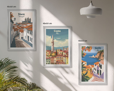 Gerahmtes bilderset Retro-Illustrationen von Weltstädten